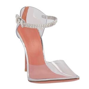 AMINA MUADDI Ursina Transparent Glass Pump Crystal Embellished